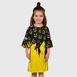 Платье клеш для девочки Тыквенные смайлы, цвет: 3D-принт — фото 2
