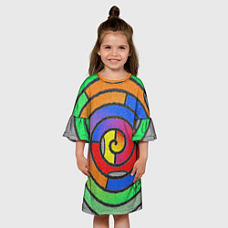 Платье клеш для девочки Маечная спираль мозаика, цвет: 3D-принт — фото 2