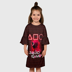 Платье клеш для девочки Игра в кальмара: Фигуры, цвет: 3D-принт — фото 2