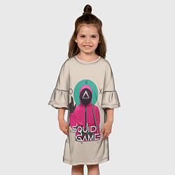 Платье клеш для девочки Squid game - Игра в кальмара треугольник, цвет: 3D-принт — фото 2