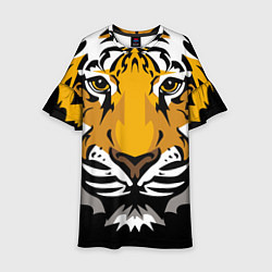 Платье клеш для девочки Суровый взгляд тигра, цвет: 3D-принт