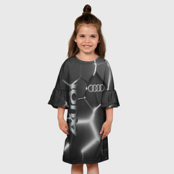Платье клеш для девочки AUDI GREY 3D ПЛИТЫ, цвет: 3D-принт — фото 2