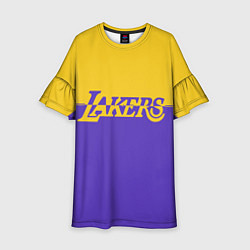 Платье клеш для девочки KobeBryant Los Angeles Lakers,, цвет: 3D-принт