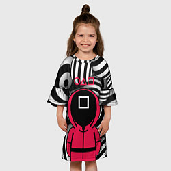 Платье клеш для девочки Игра в кальмара 3D, цвет: 3D-принт — фото 2