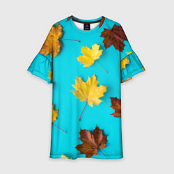 Платье клеш для девочки Кленовый листочек, цвет: 3D-принт
