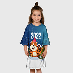 Платье клеш для девочки Тигр - новый год 2022, цвет: 3D-принт — фото 2