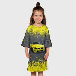 Платье клеш для девочки БМВ ЖЕЛТЫЙ ПЕРФОРМАНС, цвет: 3D-принт — фото 2