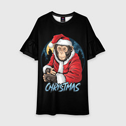 Платье клеш для девочки CHRISTMAS обезьяна, цвет: 3D-принт
