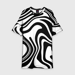 Платье клеш для девочки Черно-белые полосы Black and white stripes, цвет: 3D-принт