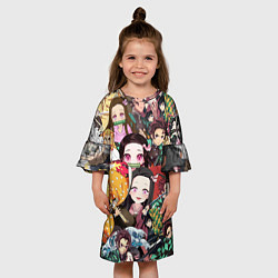 Платье клеш для девочки КЛИНОК РАССЕКАЮЩИЙ СТИКЕРБОМБИНГ, цвет: 3D-принт — фото 2