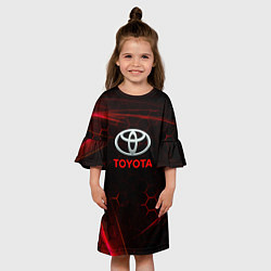 Платье клеш для девочки Toyota Неоновые соты, цвет: 3D-принт — фото 2