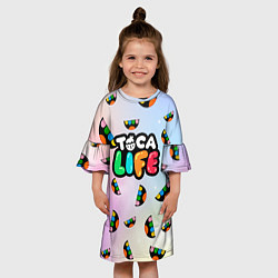 Платье клеш для девочки Toca Life: Smile Logo, цвет: 3D-принт — фото 2