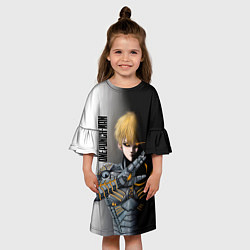 Платье клеш для девочки Металлическое тело Геноса One Punch-Man, цвет: 3D-принт — фото 2