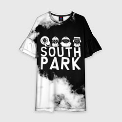 Платье клеш для девочки Все пацаны на черном фоне Южный Парк, цвет: 3D-принт