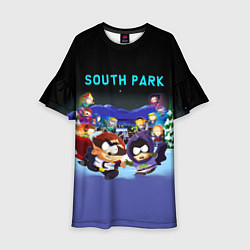 Платье клеш для девочки Енот и его команда - противостояние Южный Парк, цвет: 3D-принт