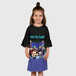 Платье клеш для девочки Енот и его команда - противостояние Южный Парк, цвет: 3D-принт — фото 2