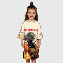 Платье клеш для девочки Разрушение Геноса One Punch-Man, цвет: 3D-принт — фото 2