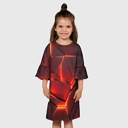 Платье клеш для девочки ПЛИТЫ НА НЕОНЕ, цвет: 3D-принт — фото 2