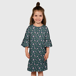 Платье клеш для девочки Винтажный узор с цветами, цвет: 3D-принт — фото 2