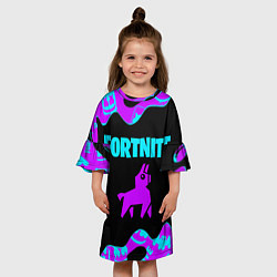 Платье клеш для девочки FORTNITE MARSHMELLO NEON НЕОН, цвет: 3D-принт — фото 2