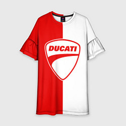 Платье клеш для девочки DUCATI WHITE RED STYLE LOGO, цвет: 3D-принт