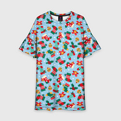 Платье клеш для девочки Christmas Background, цвет: 3D-принт