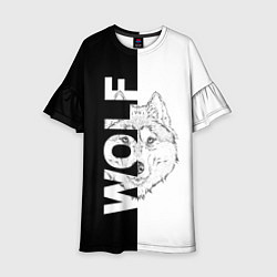 Платье клеш для девочки WOLF Волк, цвет: 3D-принт