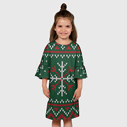 Платье клеш для девочки Knitted Snowflake Pattern, цвет: 3D-принт — фото 2