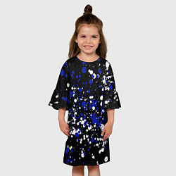 Платье клеш для девочки Сине-белые капли краски, цвет: 3D-принт — фото 2