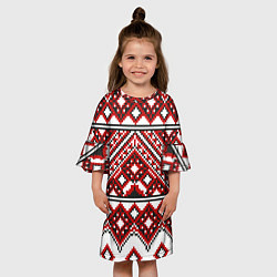 Платье клеш для девочки Русский узор, геометрическая вышивка, цвет: 3D-принт — фото 2