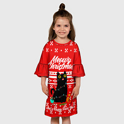 Платье клеш для девочки MEOW CHRISTMAS, цвет: 3D-принт — фото 2