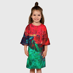 Платье клеш для девочки НЕОНОВАЯ ТОКСИЧНАЯ АБСТРАКЦИЯ NEON TOXIC WAVES, цвет: 3D-принт — фото 2
