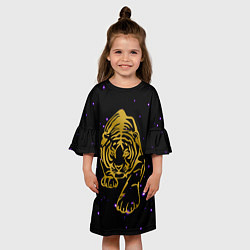 Платье клеш для девочки Новый год 2022 тигр, цвет: 3D-принт — фото 2