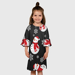 Платье клеш для девочки Снеговик!, цвет: 3D-принт — фото 2