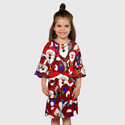Платье клеш для девочки Толпа Дедов Морозов, цвет: 3D-принт — фото 2