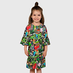 Платье клеш для девочки МАЙНКРАФТ ВСЕ ГЕРОИ И ПРЕДМЕТЫ, цвет: 3D-принт — фото 2