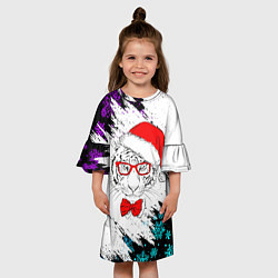 Платье клеш для девочки БЕЛЫЙ НОВОГОДНИЙ ТИГР 2022, цвет: 3D-принт — фото 2