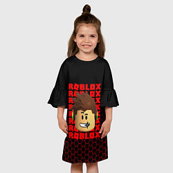 Платье клеш для девочки ROBLOX LEGO FACE УЗОР СОТЫ, цвет: 3D-принт — фото 2