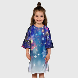 Платье клеш для девочки Игрушки на Елке, цвет: 3D-принт — фото 2