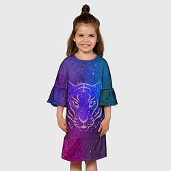 Платье клеш для девочки Космический тигр COSMO, цвет: 3D-принт — фото 2
