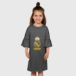 Платье клеш для девочки Real Madrid graphite theme, цвет: 3D-принт — фото 2