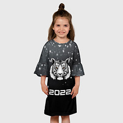 Платье клеш для девочки Новогодний тигр символ 2022, цвет: 3D-принт — фото 2