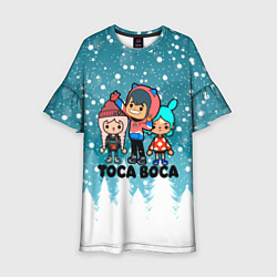Платье клеш для девочки Новогодний Toca Boca, цвет: 3D-принт