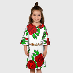 Платье клеш для девочки Татьяна в розах, цвет: 3D-принт — фото 2