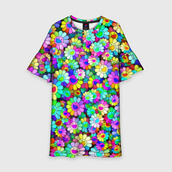 Платье клеш для девочки Rainbow flowers, цвет: 3D-принт