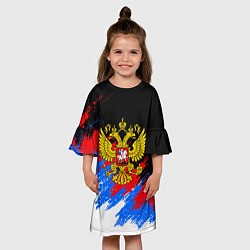 Платье клеш для девочки ТРИКОЛОР РОССИЯ, БРЫЗГИ КРАСОК, цвет: 3D-принт — фото 2