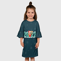 Платье клеш для девочки Новый год 2022 Год тигра, цвет: 3D-принт — фото 2