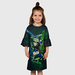 Платье клеш для девочки Аста Черный клевер Black clover, цвет: 3D-принт — фото 2