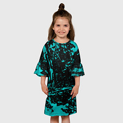 Платье клеш для девочки НЕОНОВЫЕ БРЫЗГИ КРАСОК ГРАНЖ NEON, цвет: 3D-принт — фото 2