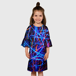 Платье клеш для девочки NEON LINES Glowing Lines Effect, цвет: 3D-принт — фото 2